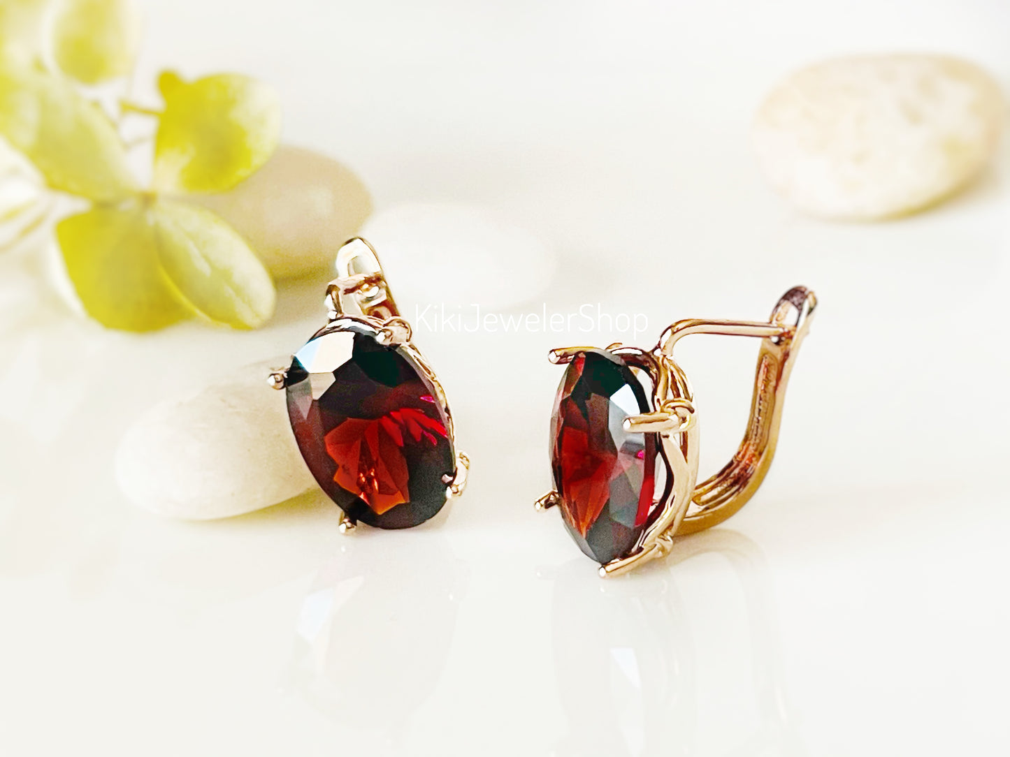 Large aquamarine stud leverback earrings