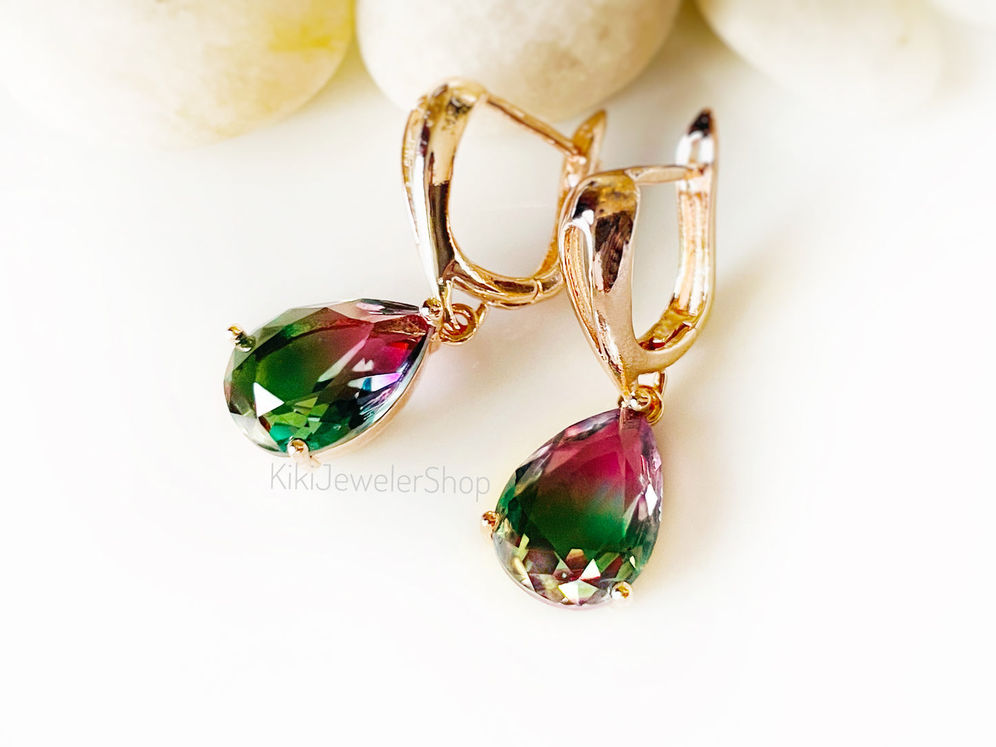 Watermelon tourmaline dangles WG