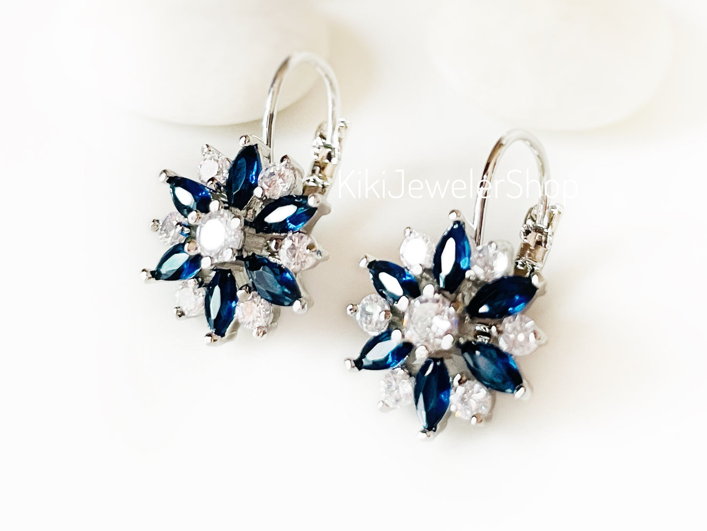 Rainbow Snowflake Flower Leverback Earrings