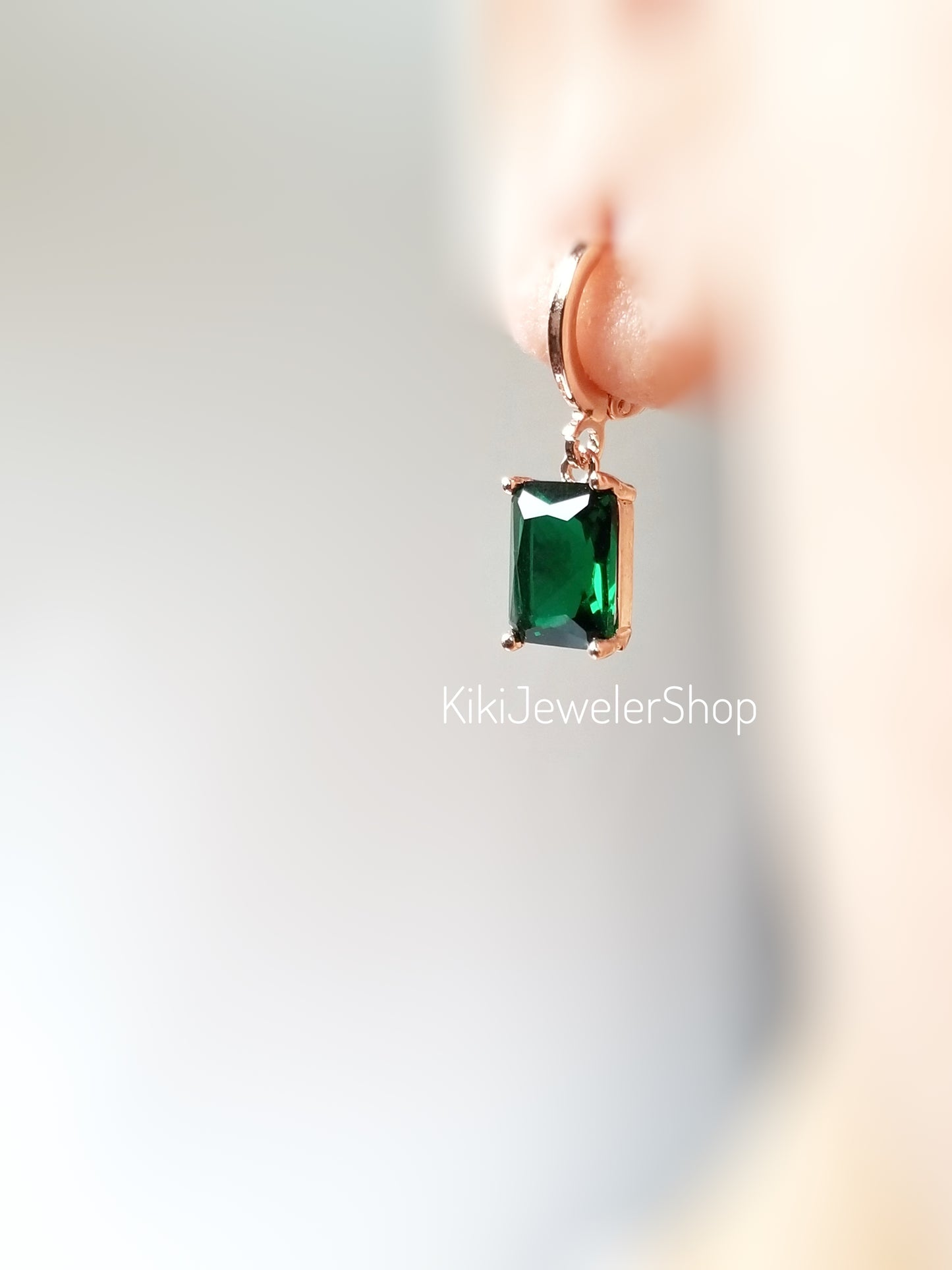 Small emerald cut ruby 2pc jewelry set