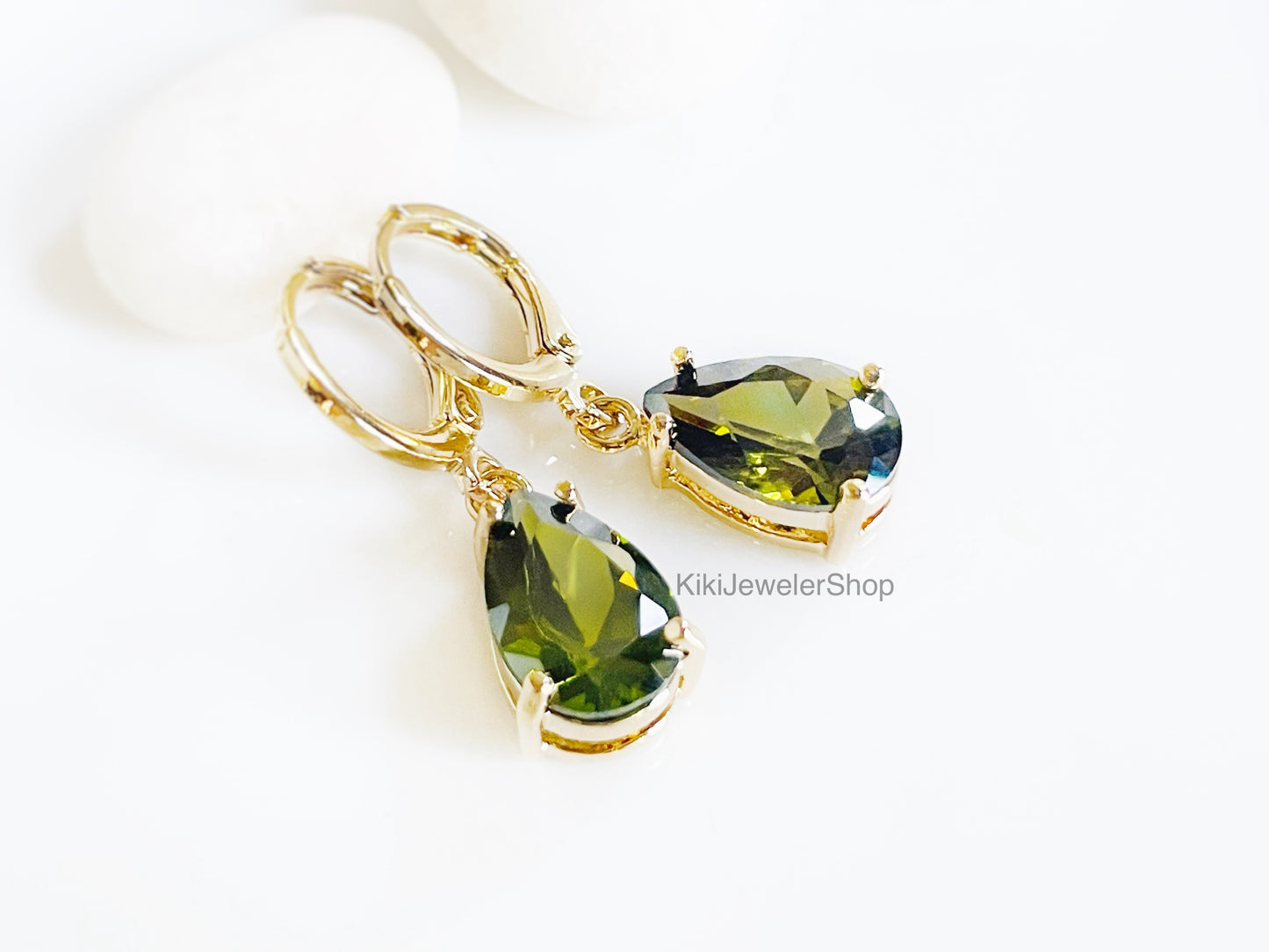 Small Peridot Teardrop Dangles