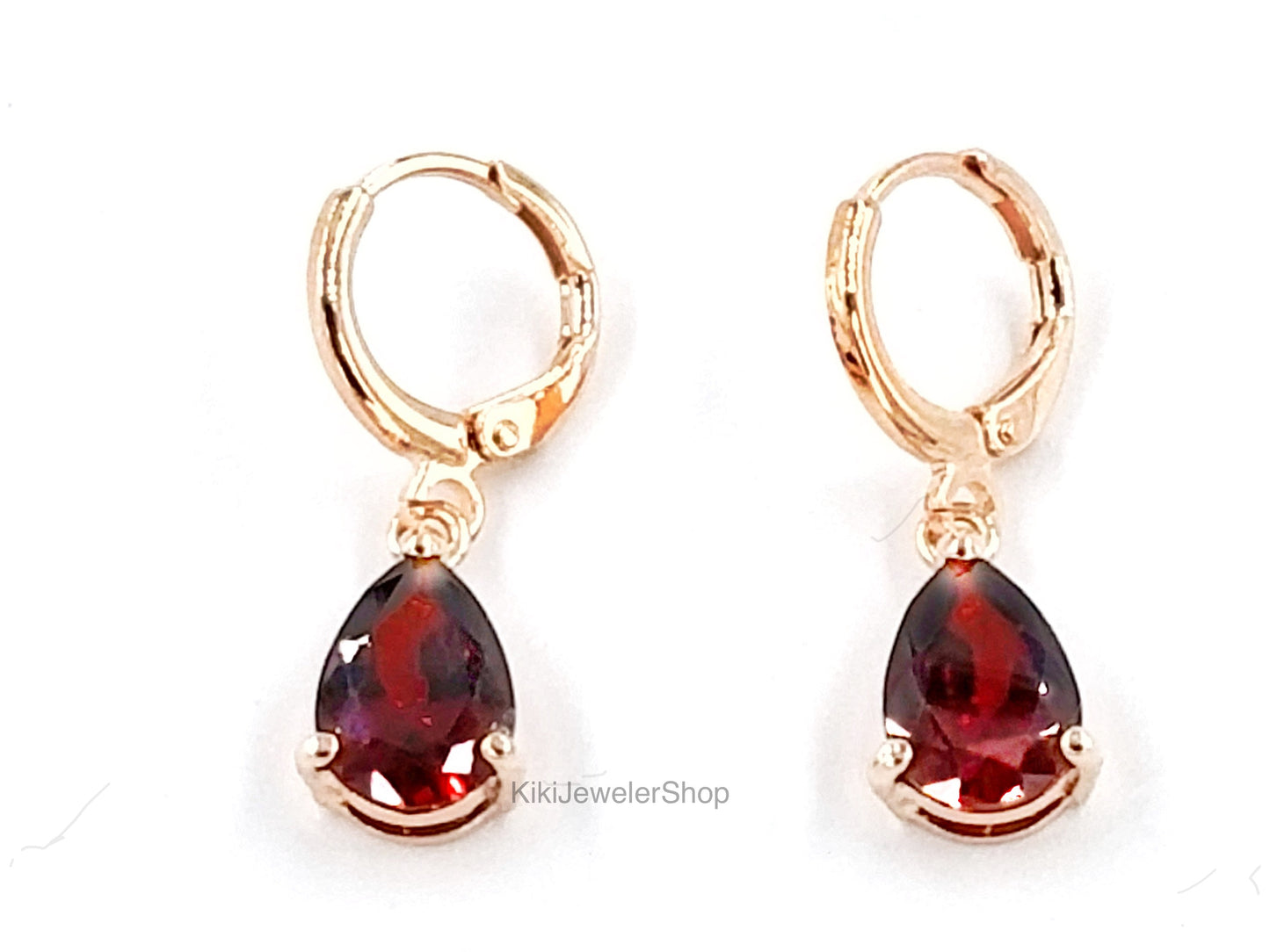 Small Garnet Teardrop Dangles