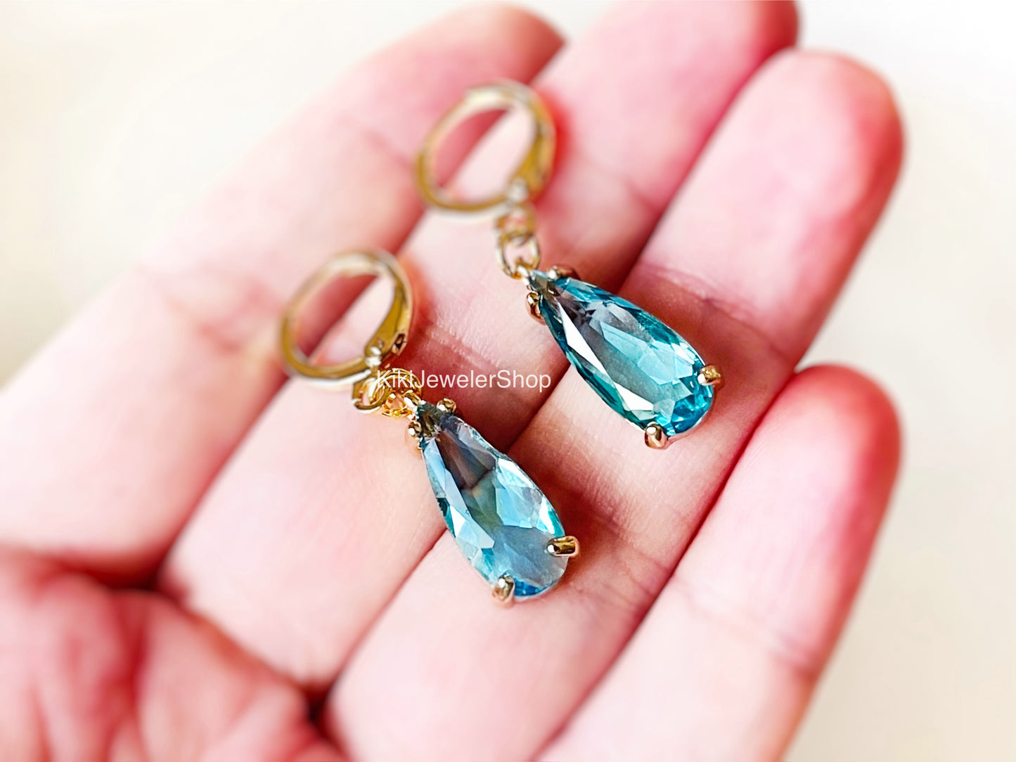 London Blue Topaz Elongated Teardrop Earrings
