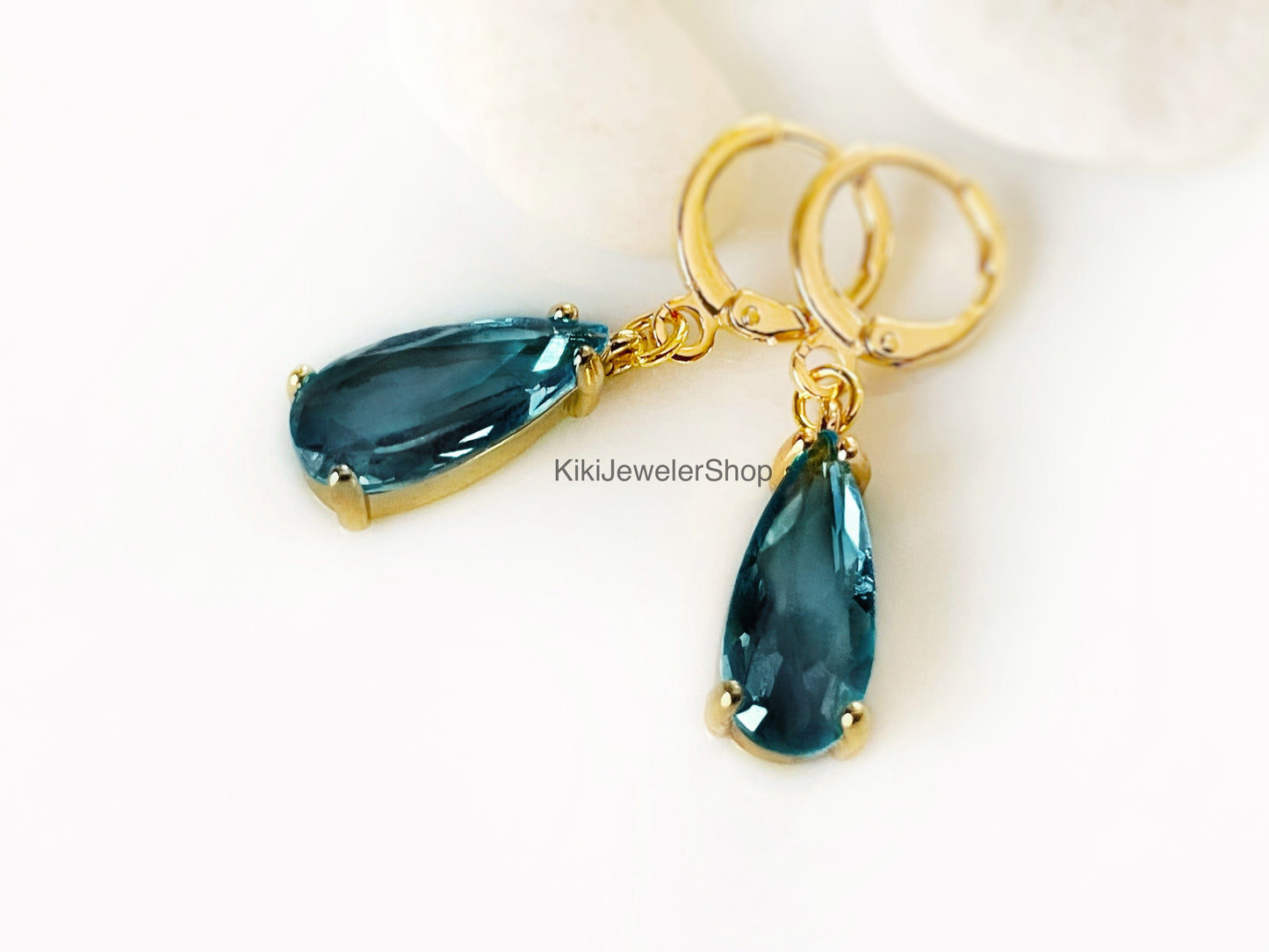 London Blue Topaz Elongated Teardrop Earrings