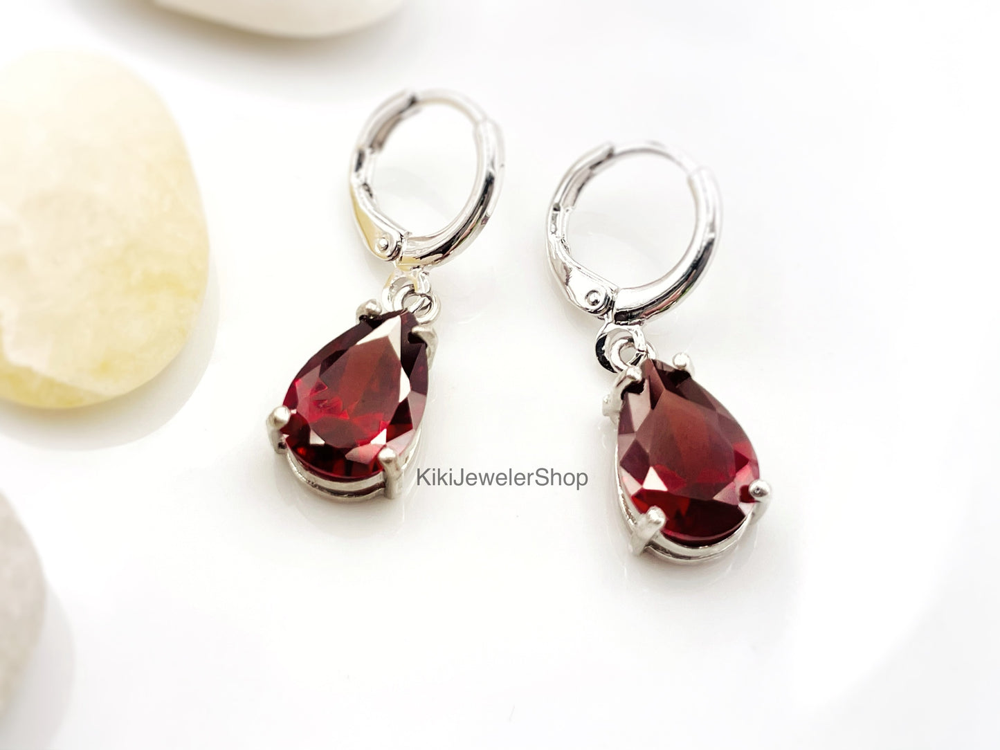 Small Garnet Teardrop Dangles
