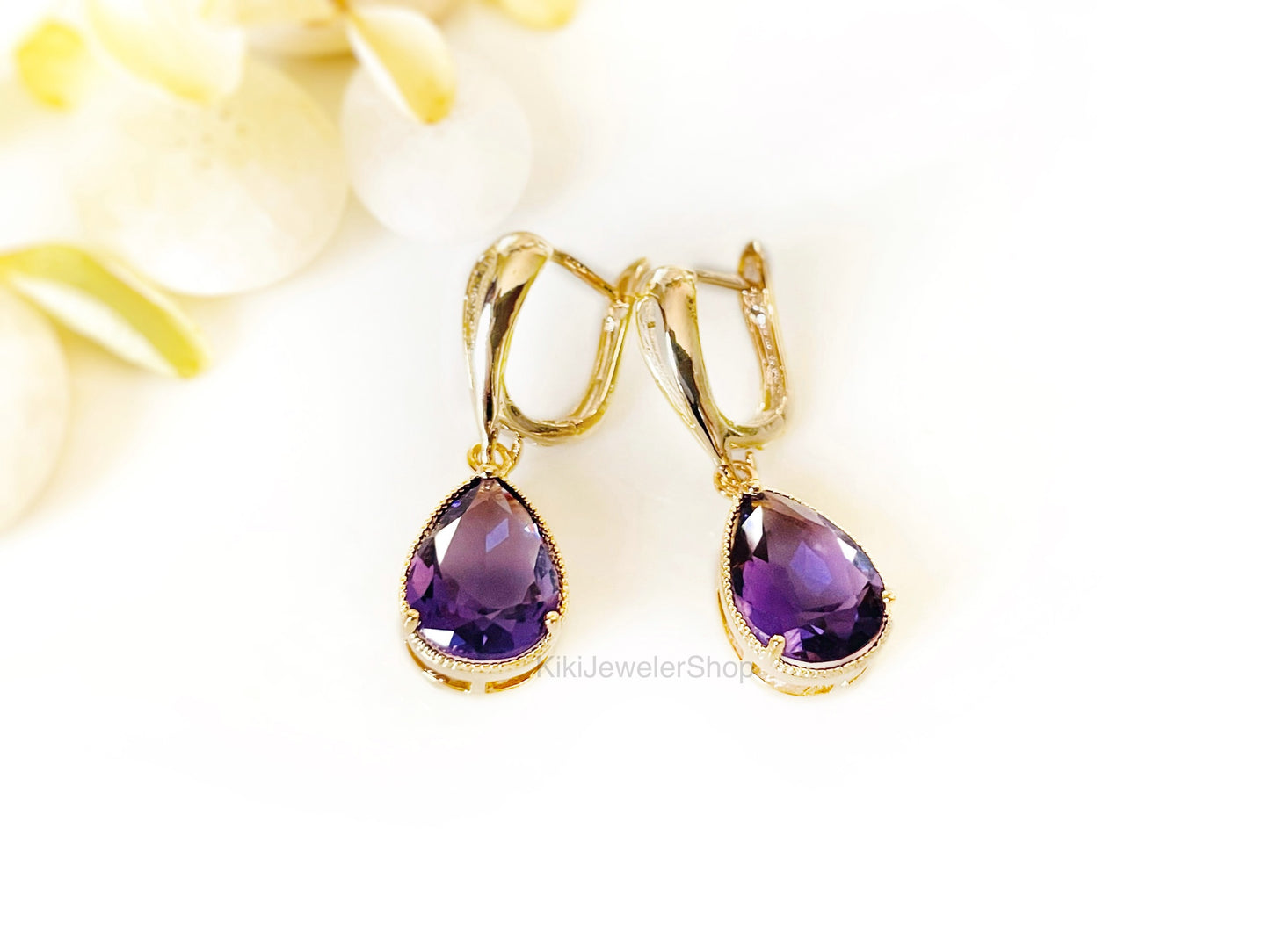 Large Amethyst Teardrop Earrings
