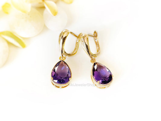 Large Amethyst Teardrop Earrings