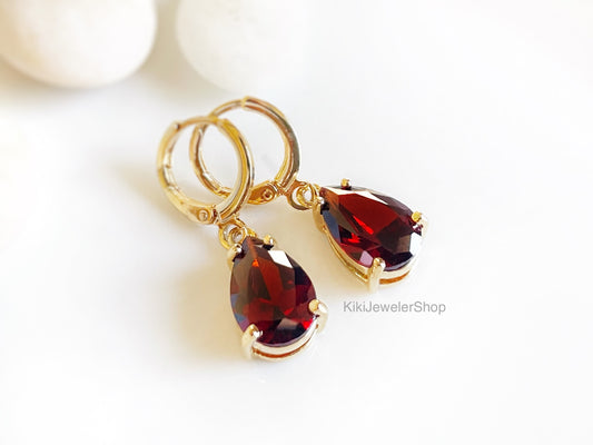 Small Garnet Teardrop Dangles