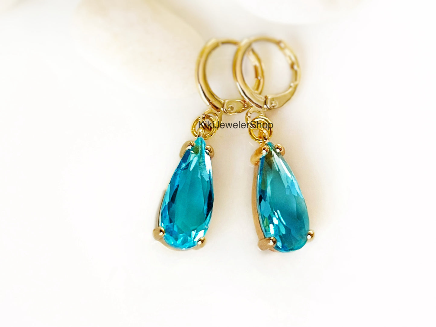 London Blue Topaz Elongated Teardrop Earrings