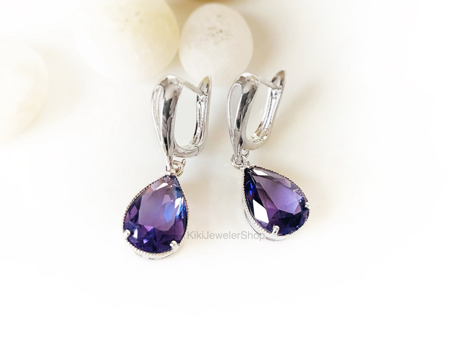 Large Amethyst Teardrop Earrings
