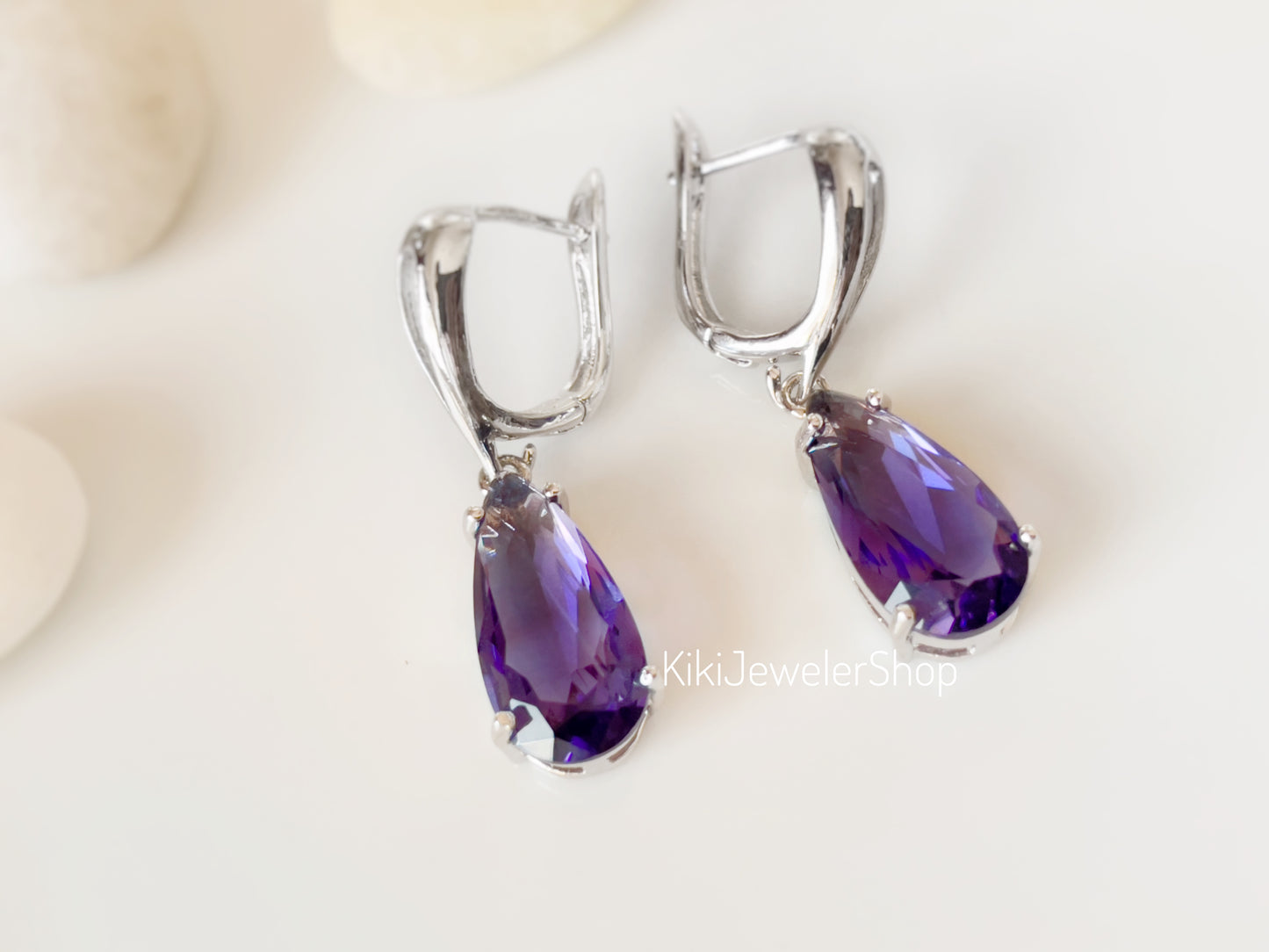 Large Garnet Teardrop Dangle Earrings