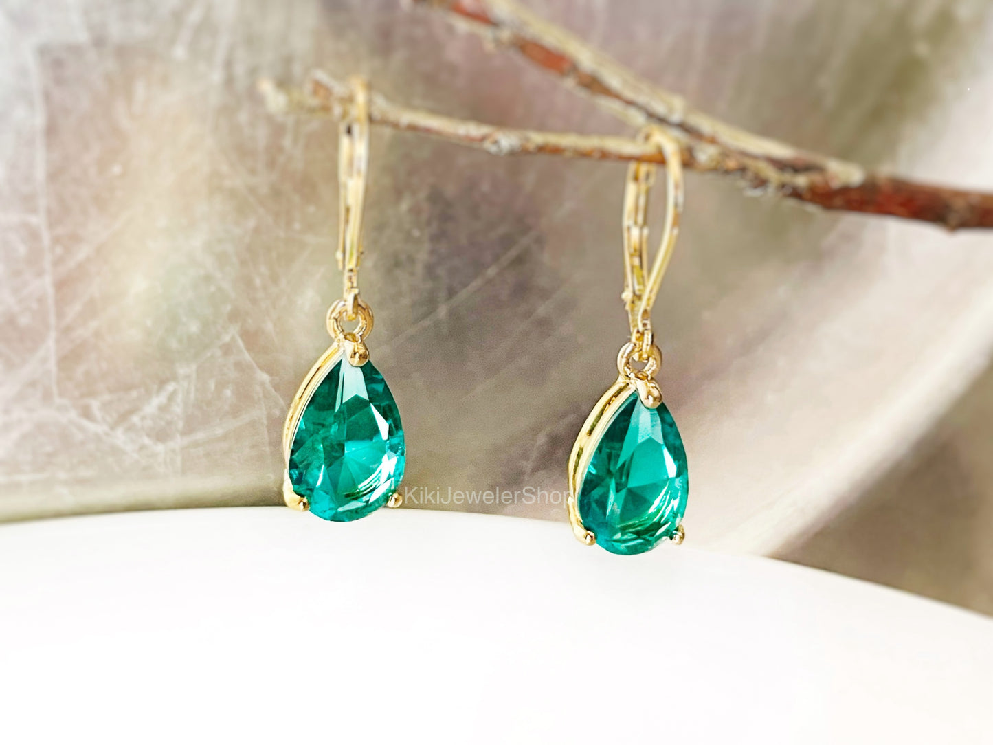 Small Teardrop Lilac Amethyst Dangle Earrings