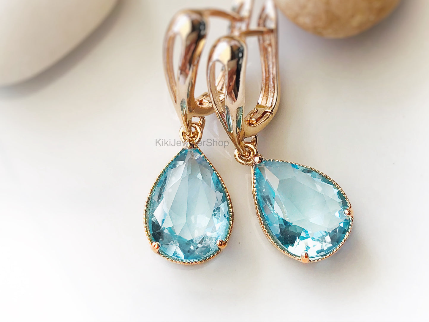 Large Aquamarine Teardrop Earrings