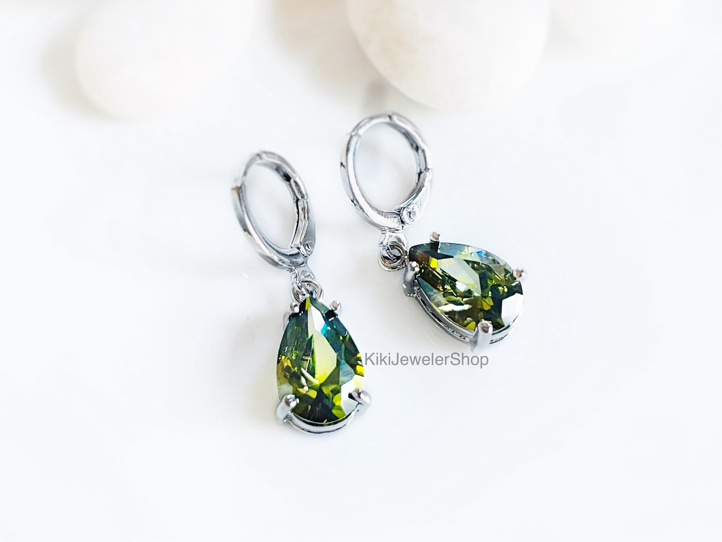 Small Peridot Teardrop Dangles