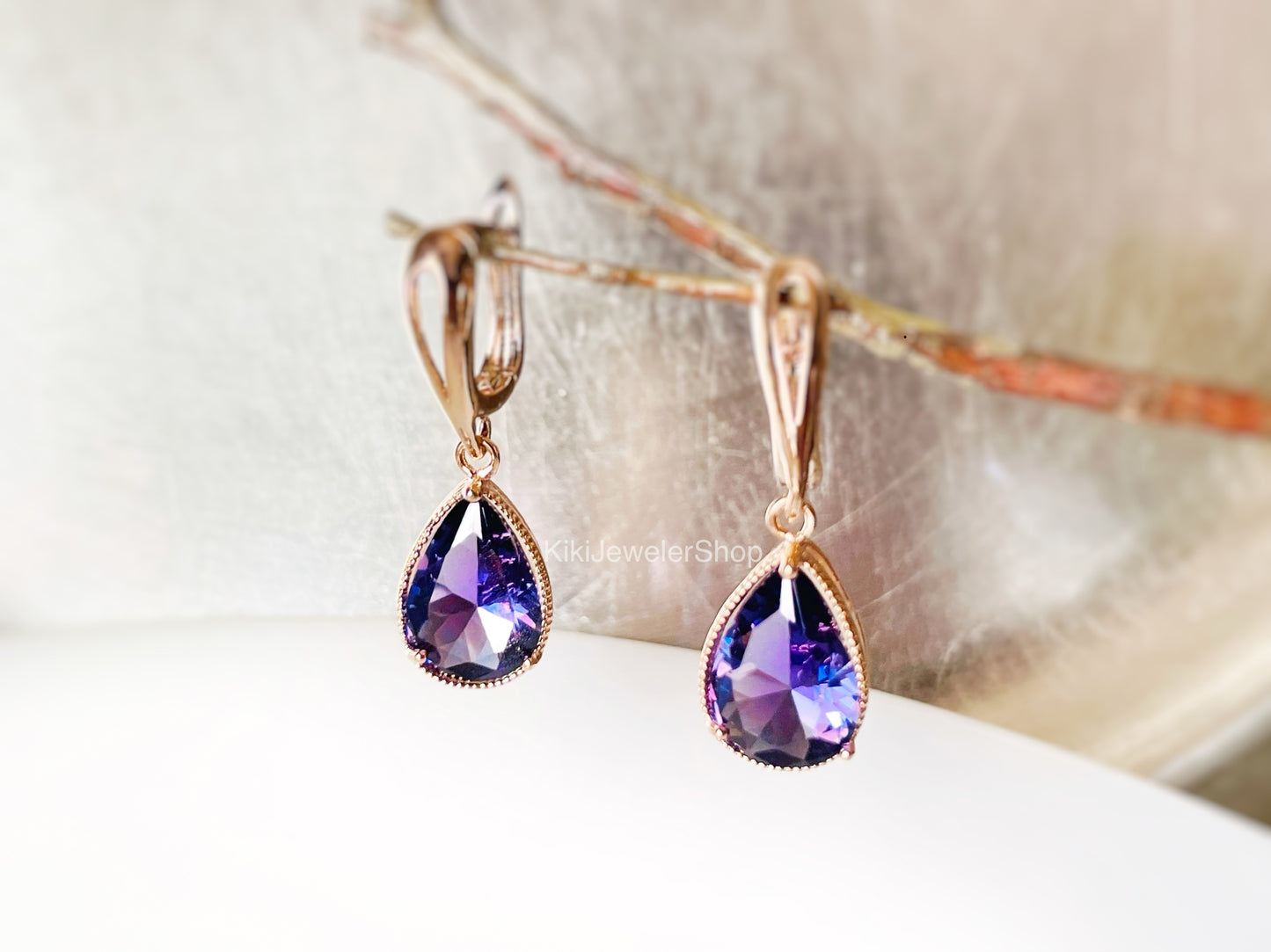Large Amethyst Teardrop Earrings