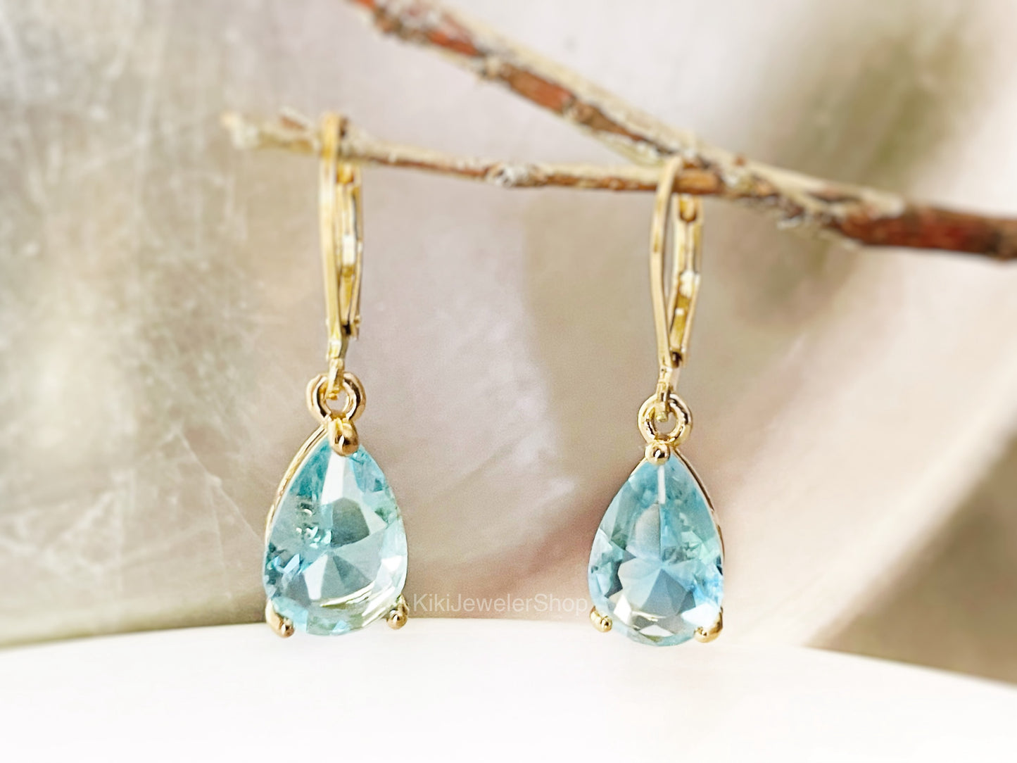 Small Teardrop Lilac Amethyst Dangle Earrings