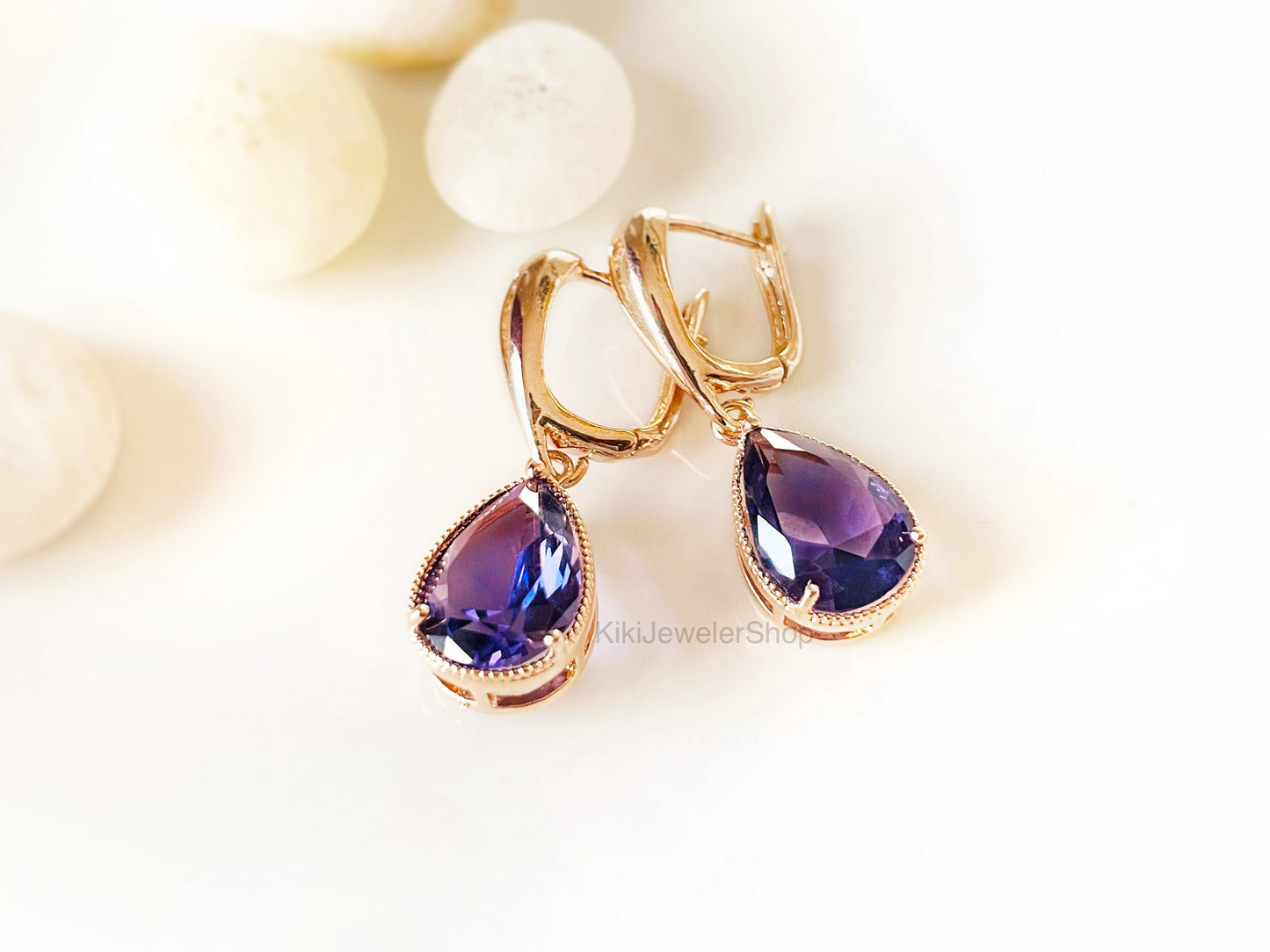 Large Amethyst Teardrop Earrings