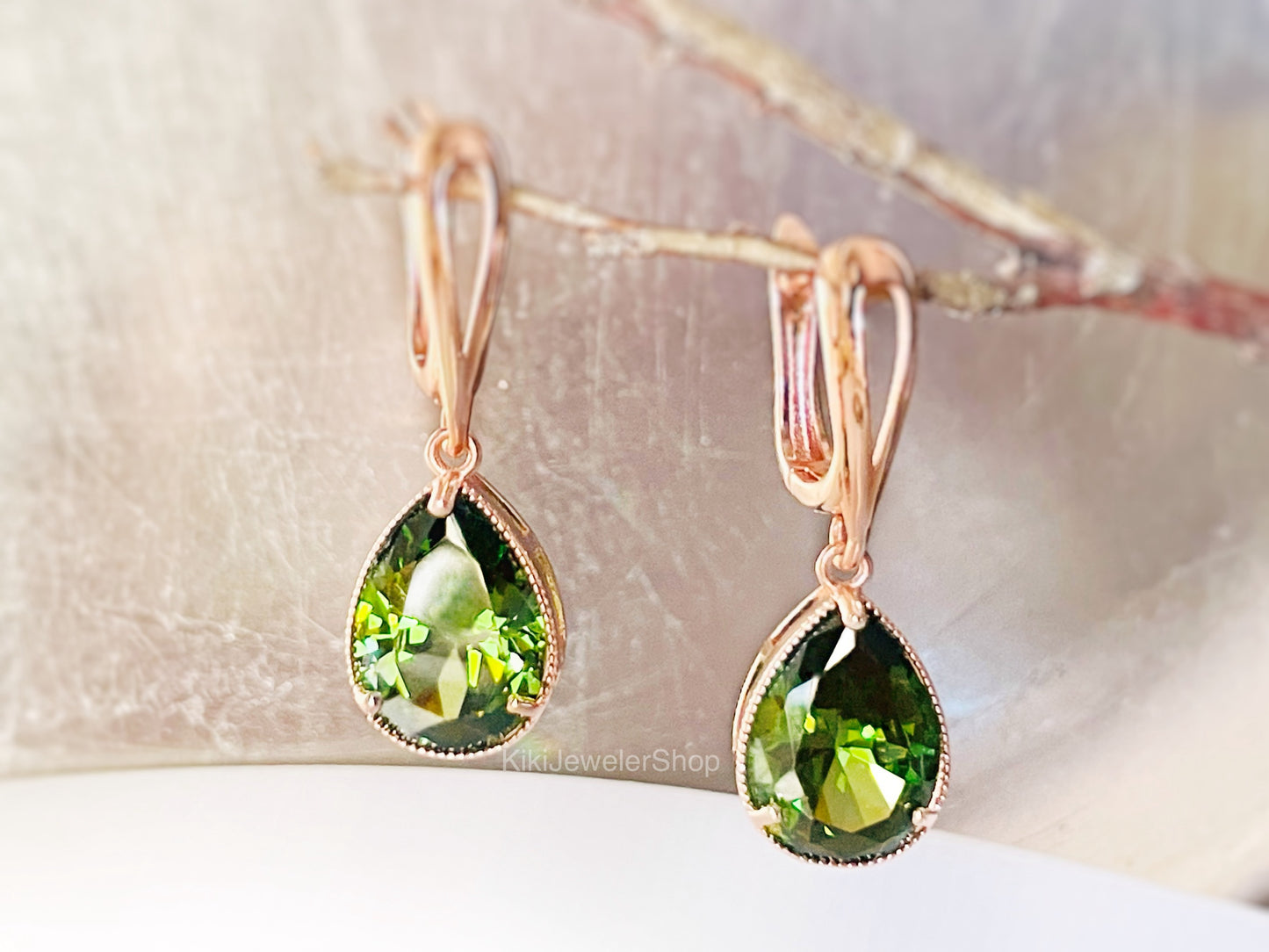 Large Peridot Teardrop Earrings