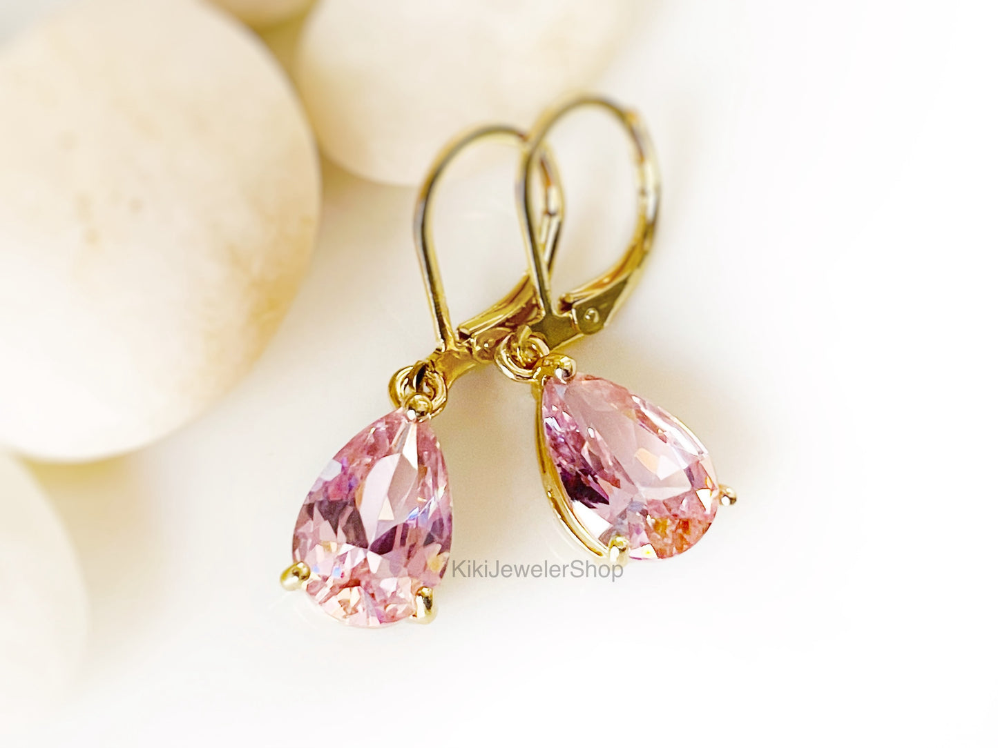 Small Teardrop Lilac Amethyst Dangle Earrings