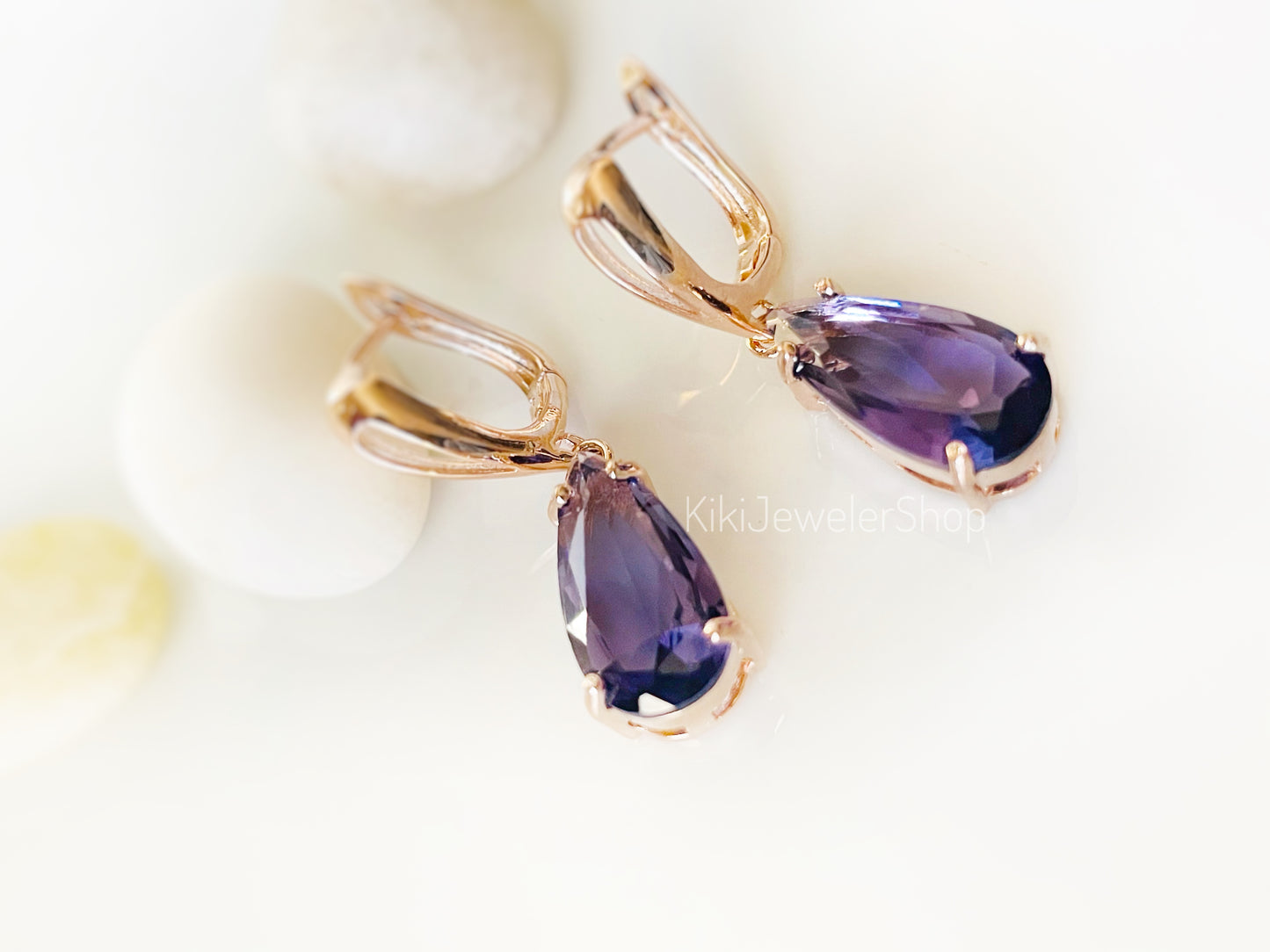 Large Garnet Teardrop Dangle Earrings