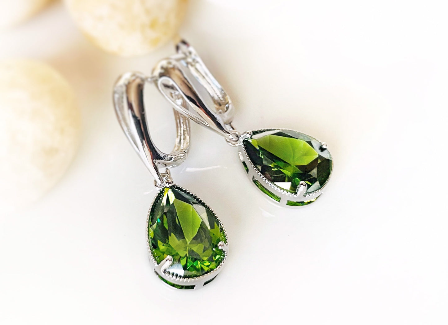 Large Peridot Teardrop Earrings