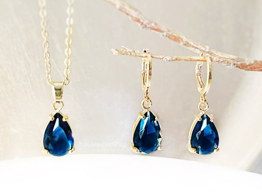 Blue Sapphire Teardrop Jewelry Set