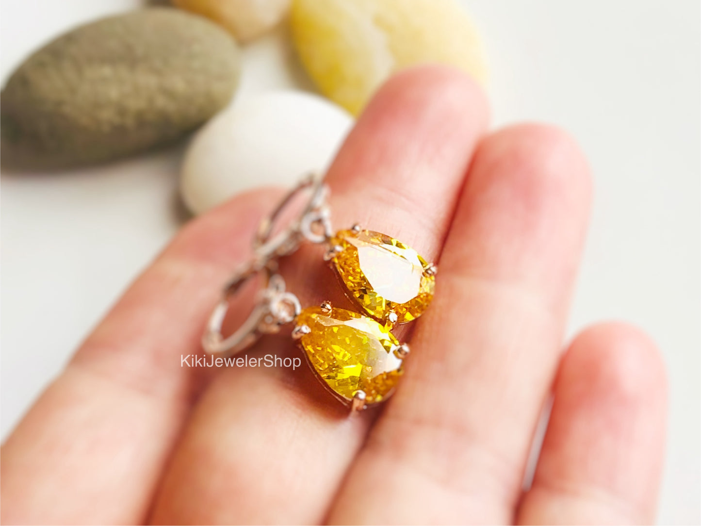 Small Peridot Teardrop Dangles