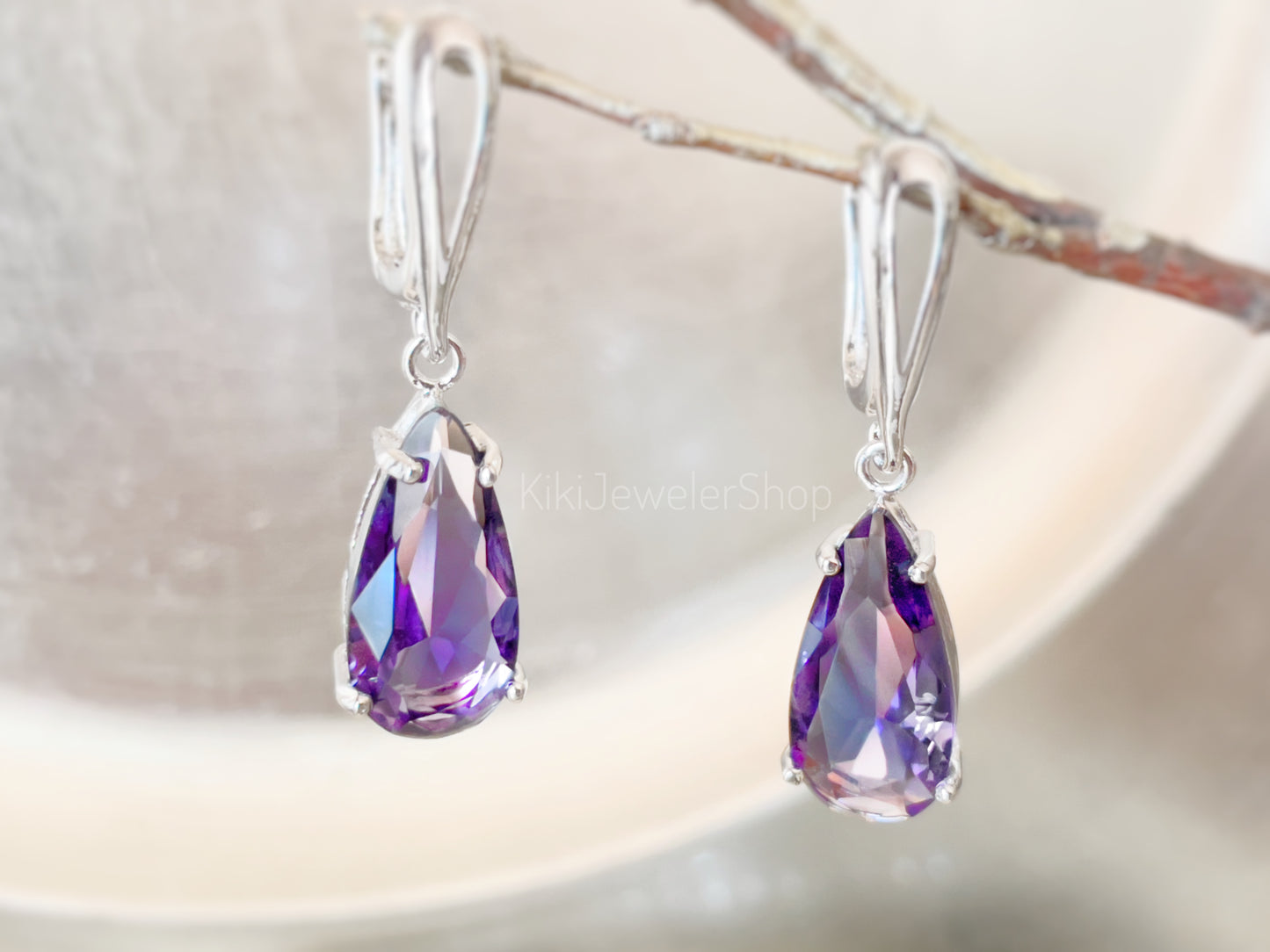 Large Garnet Teardrop Dangle Earrings