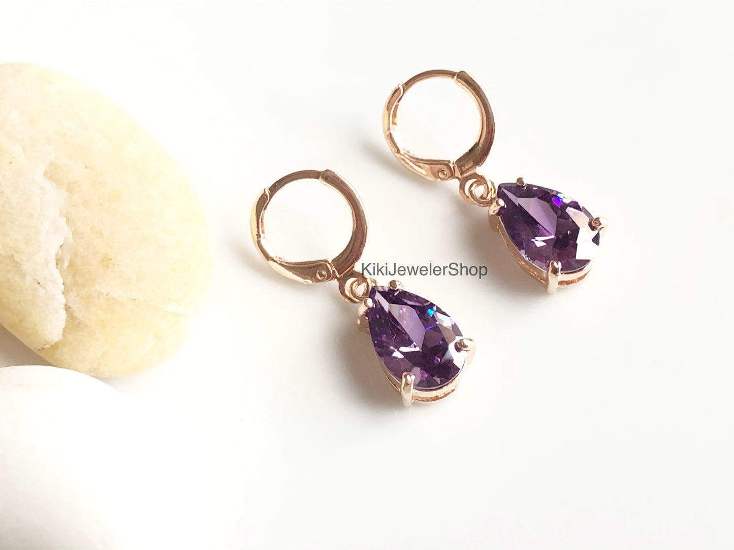 Small Amethyst Teardrop Dangles