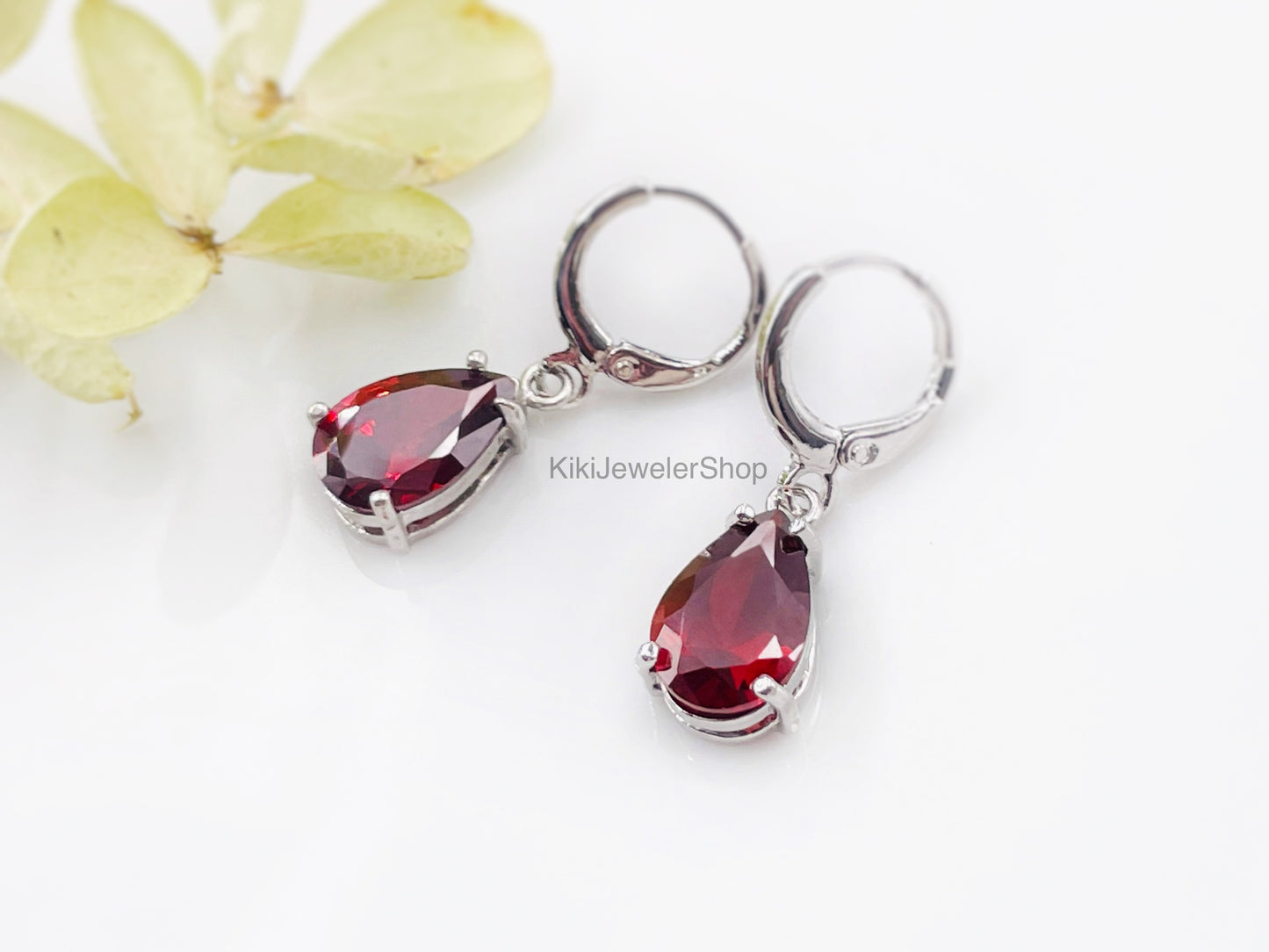 Small Garnet Teardrop Dangles