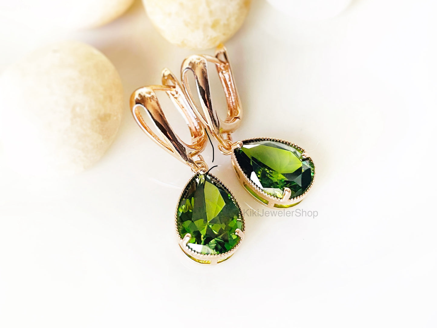 Large Peridot Teardrop Earrings