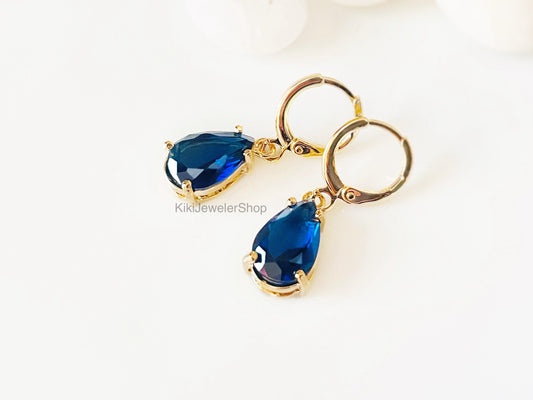 Small Blue Sapphire Teardrop Dangles