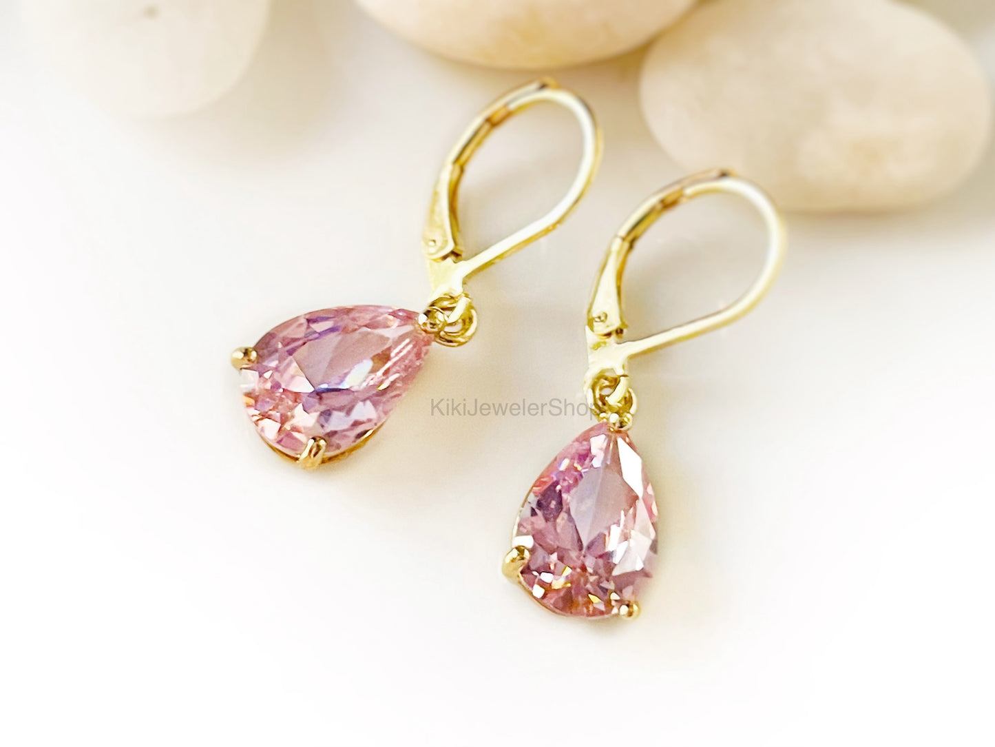 Small Teardrop Lilac Amethyst Dangle Earrings