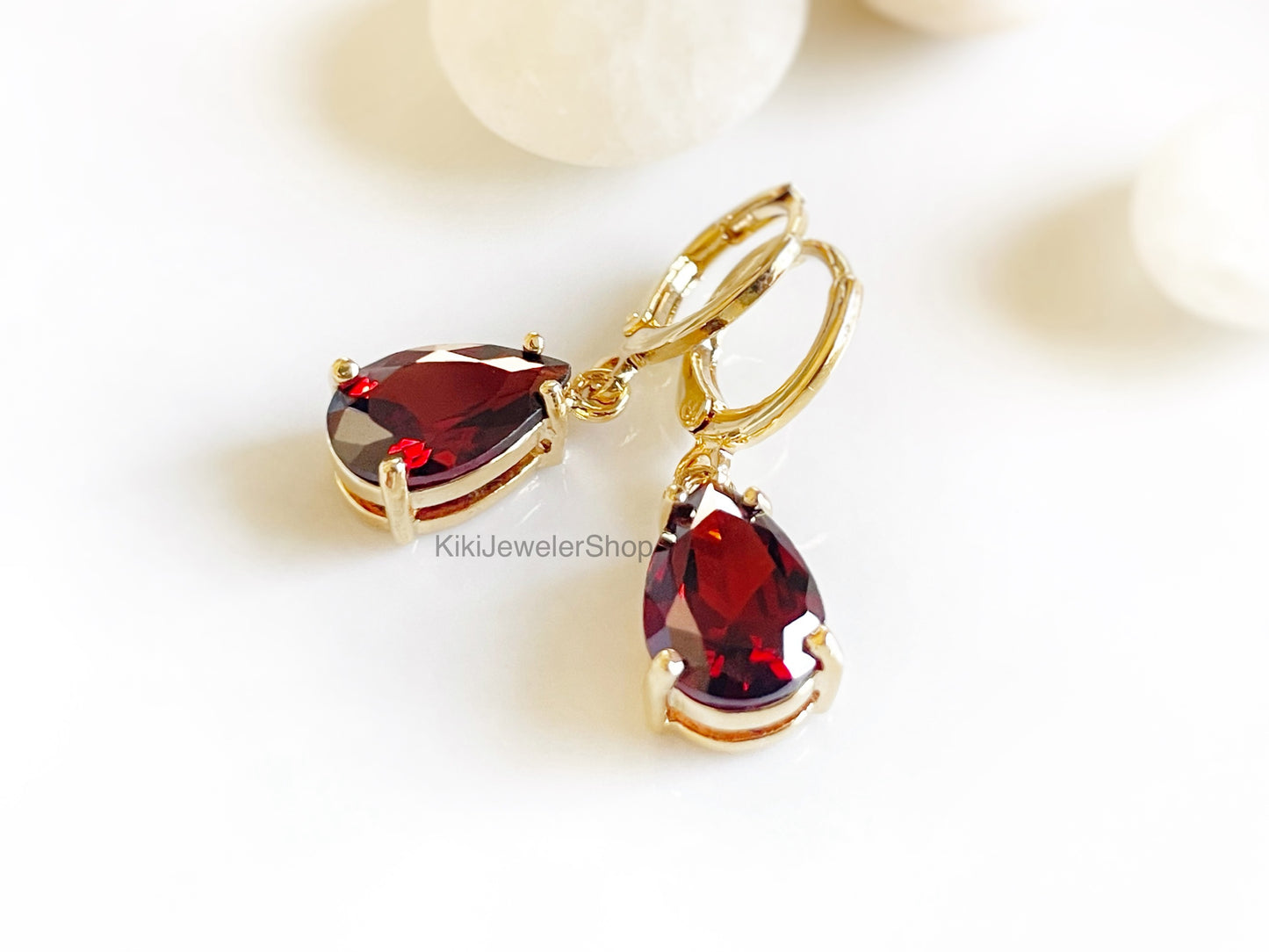 Small Garnet Teardrop Dangles