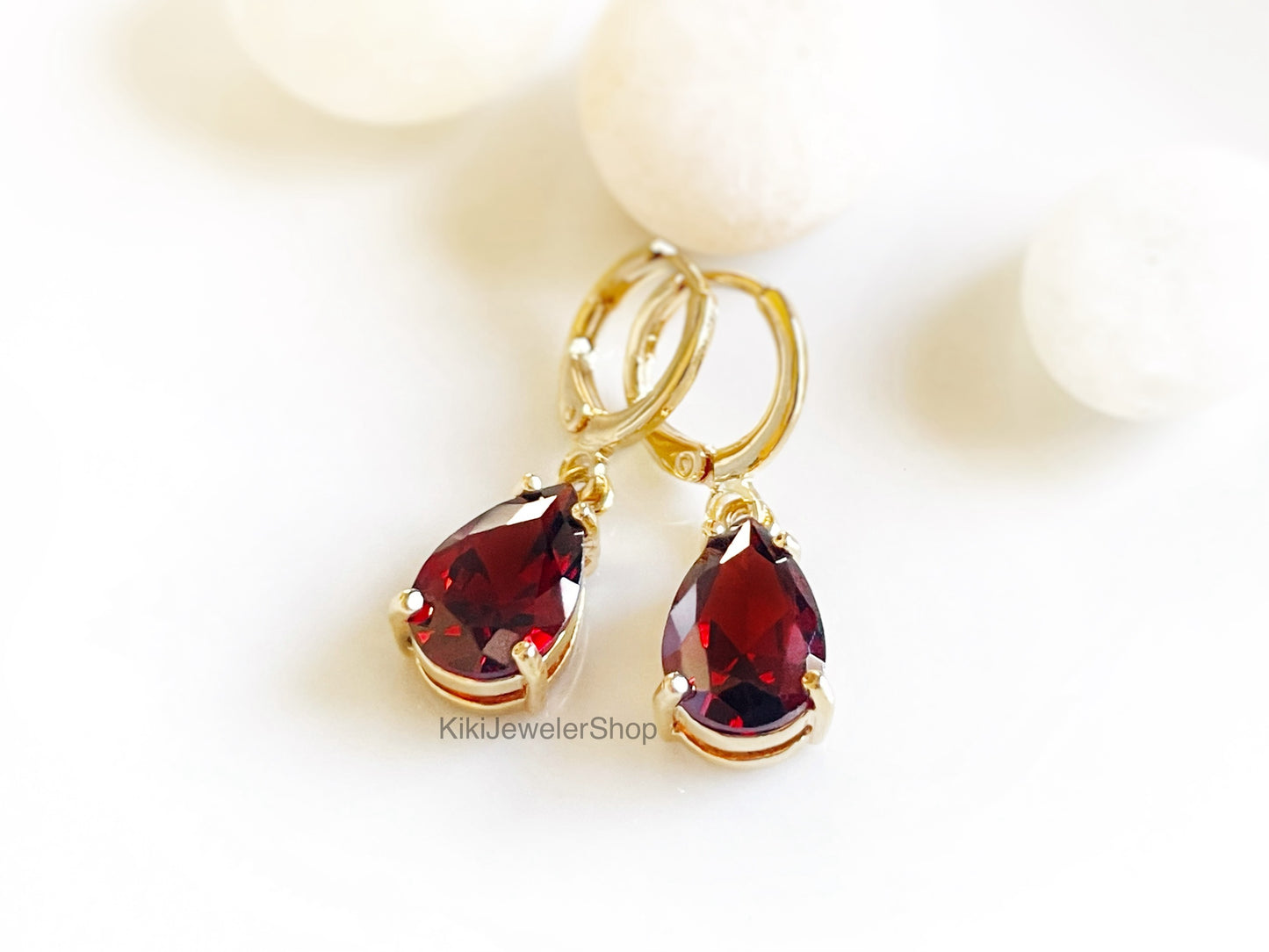 Small Garnet Teardrop Dangles