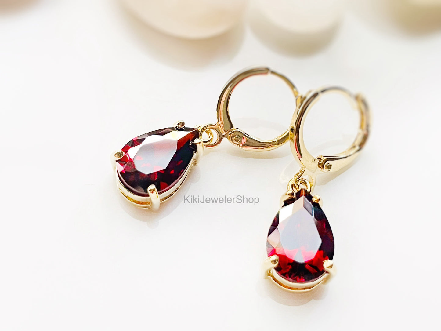 Small Garnet Teardrop Dangles