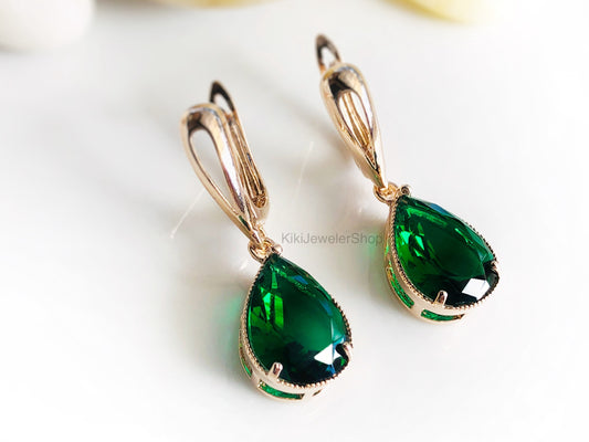 Large Emerald Teardrop Earrings