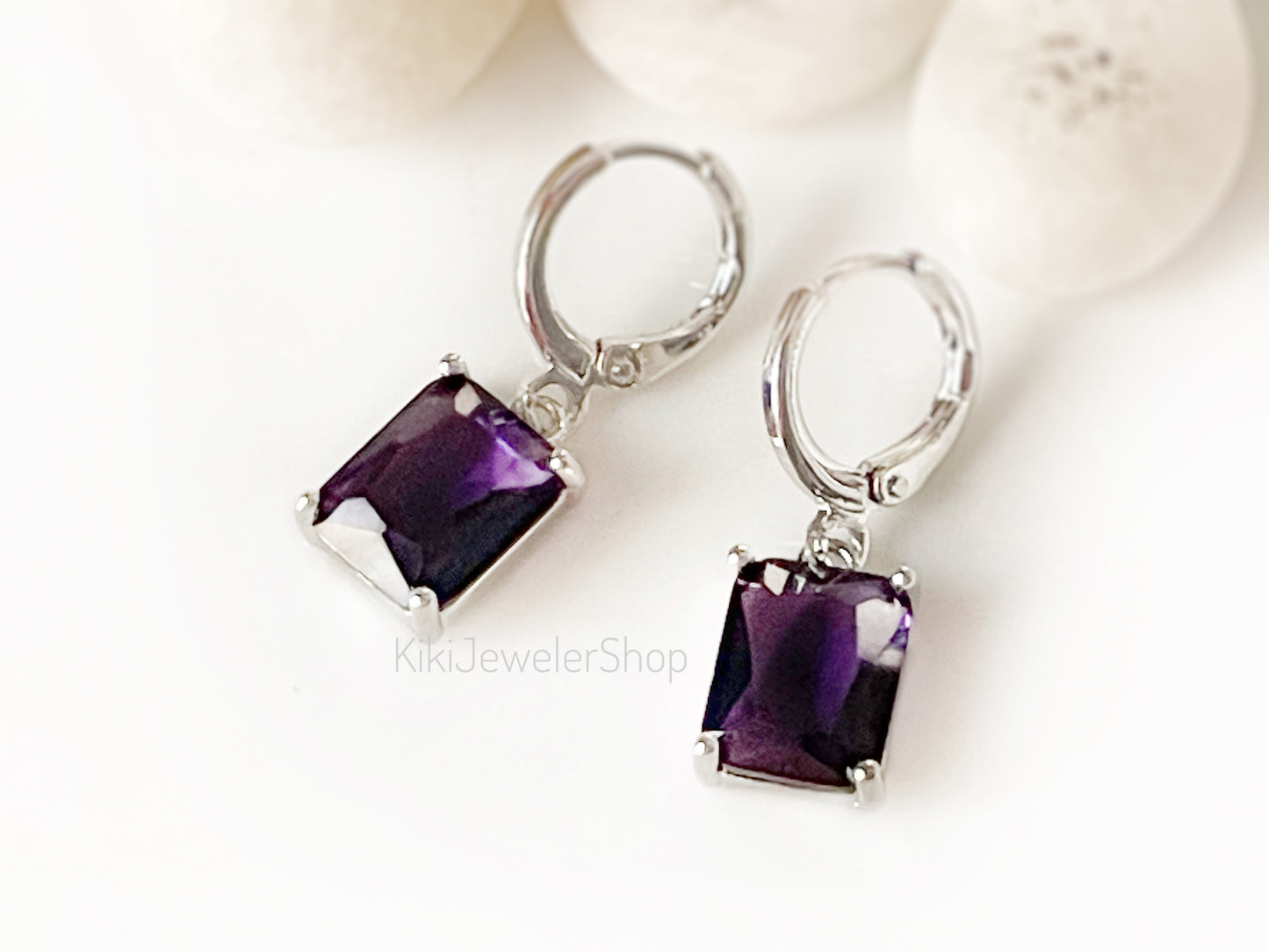 Amethyst 2pc jewelry set small emerald cut