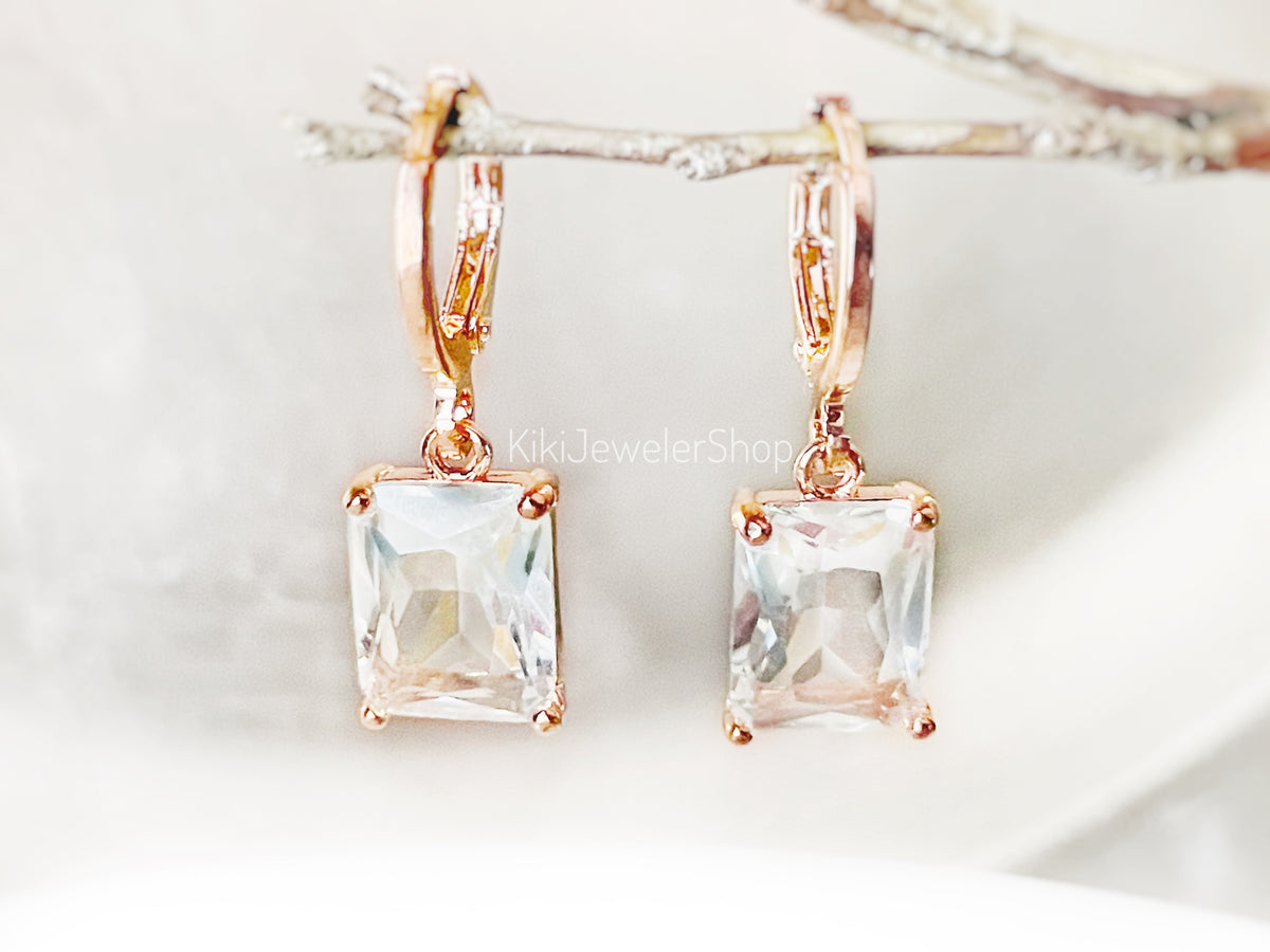 Ensemble de bijoux 2 pièces en saphir blanc taille émeraude