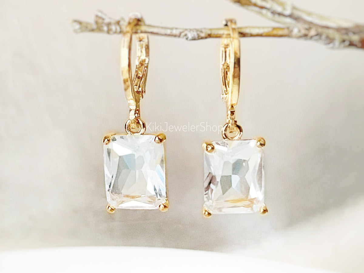 Ensemble de bijoux 2 pièces en saphir blanc taille émeraude