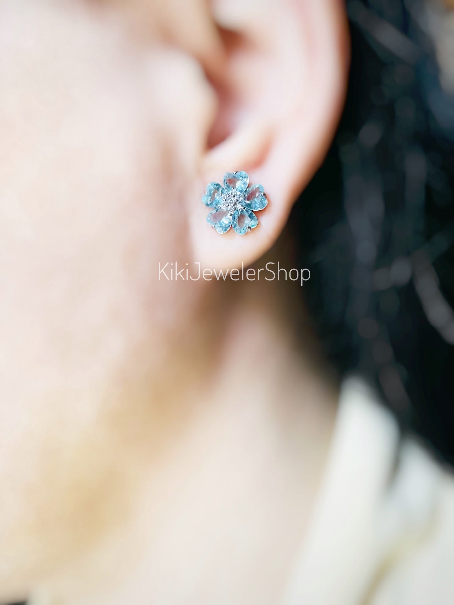 Pink Tourmaline Double Flower Studs