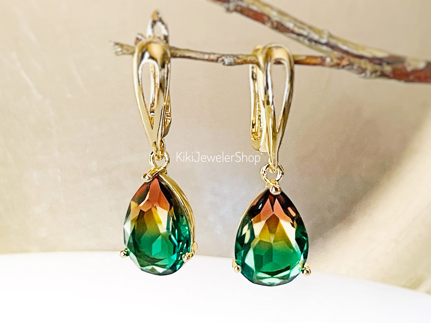 Watermelon tourmaline dangles WG
