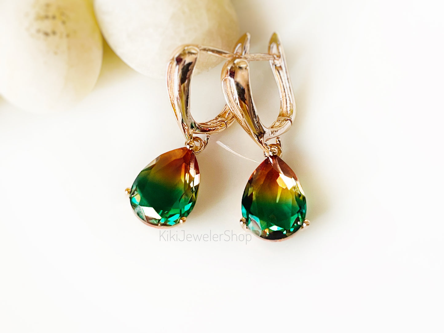 Watermelon tourmaline dangles WG