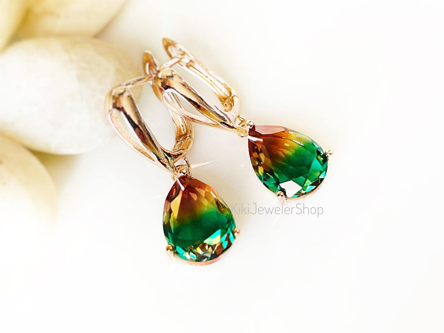 Watermelon tourmaline dangles WG