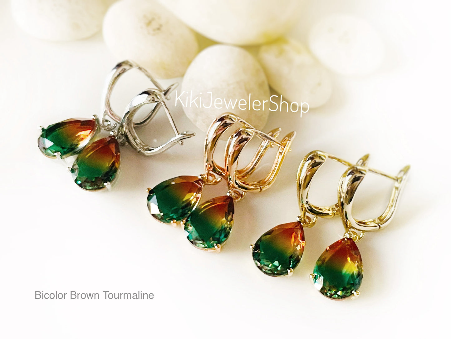 Watermelon tourmaline dangles WG
