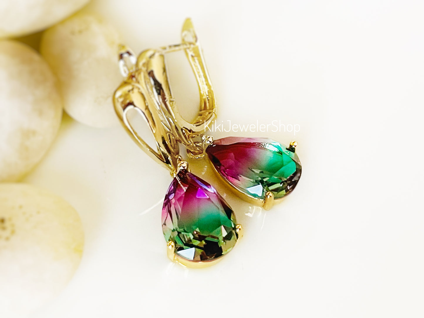 Watermelon tourmaline dangles RG