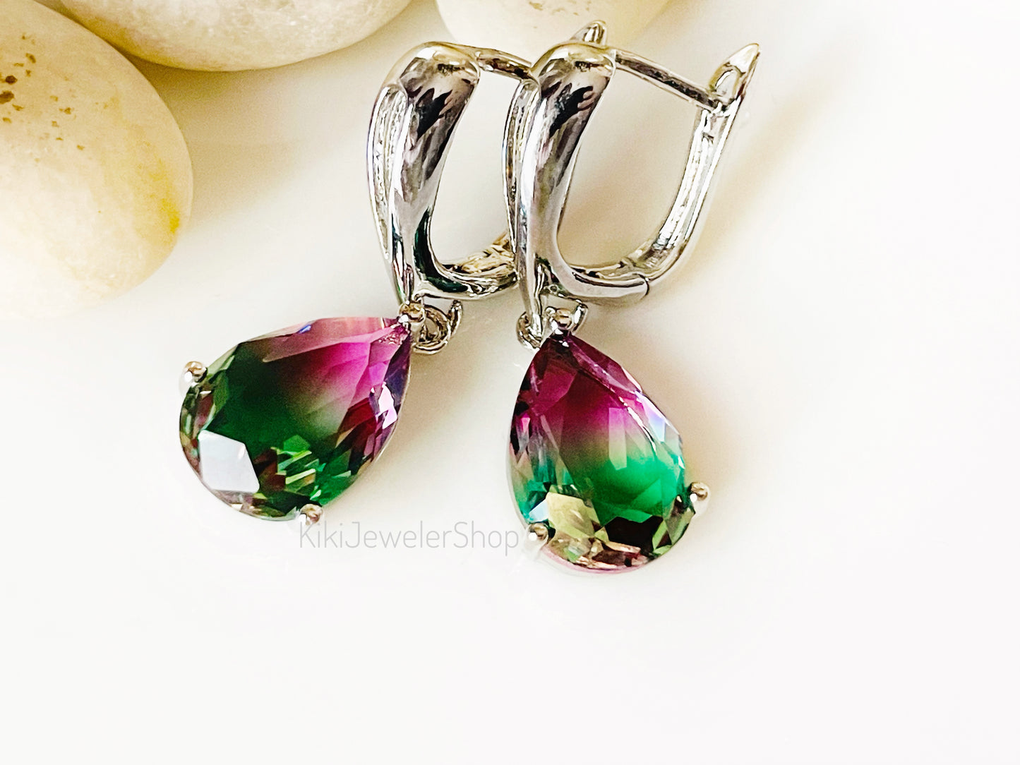 Watermelon tourmaline dangles WG