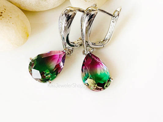Watermelon tourmaline dangles WG