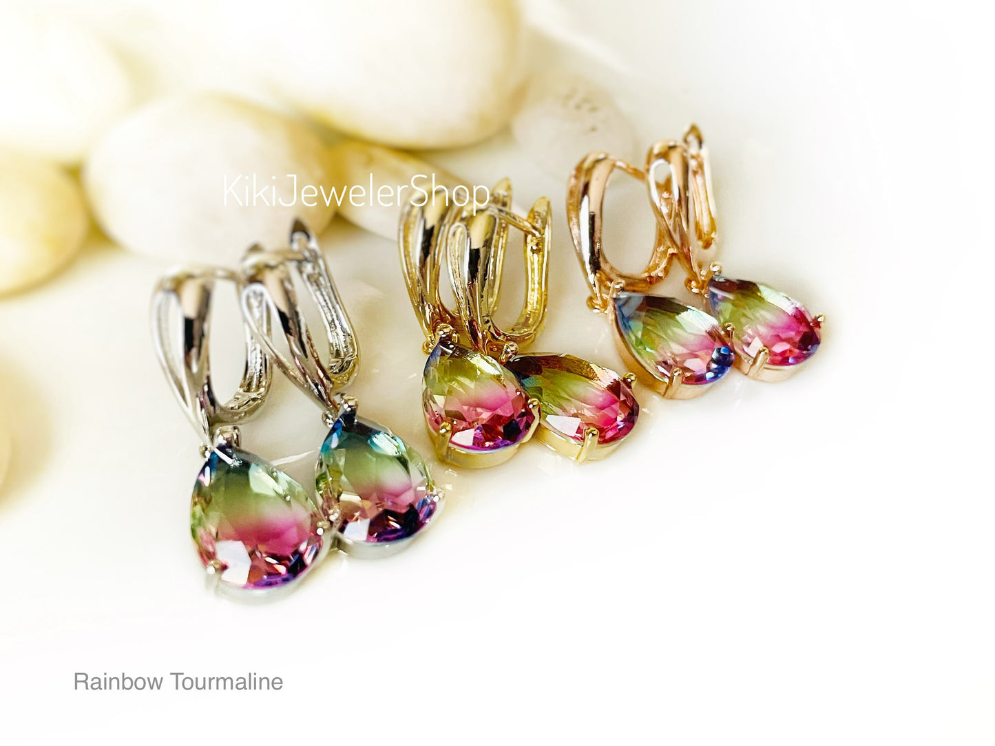 Watermelon tourmaline dangles WG