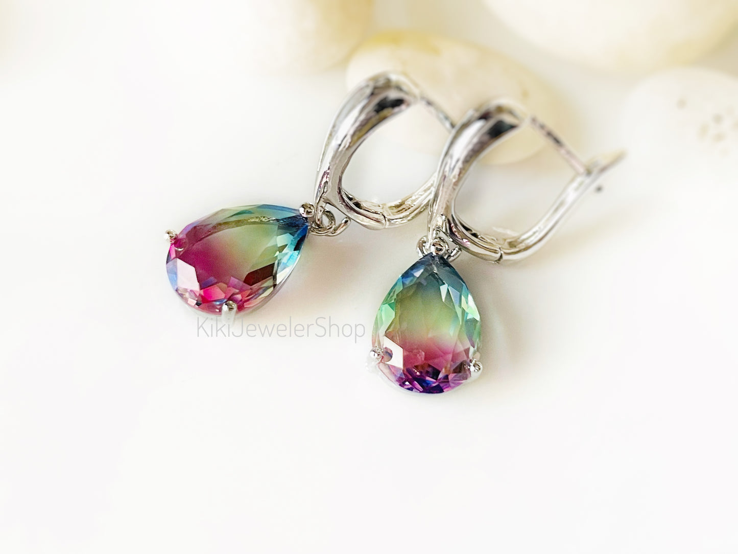 Watermelon tourmaline dangles WG